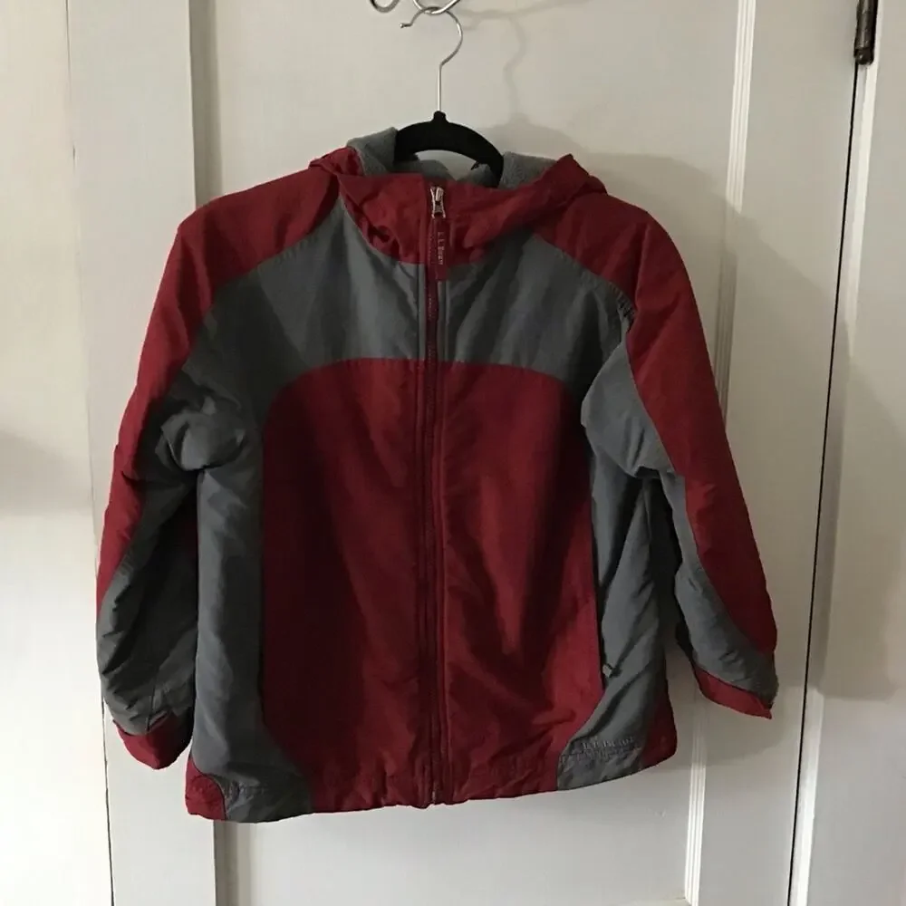 L.L.Bean Red & Gray Hooded winter coat jacket 10-12